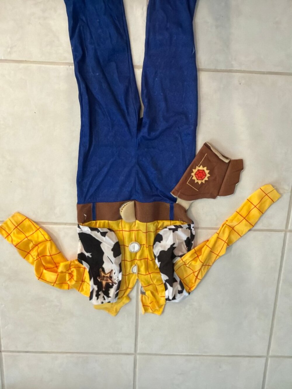 Woody Toy Story Kids Cowboy Costume Yellow Plaid Shirt Vest Jeans Halloween